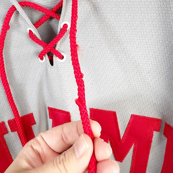 University of Miami Ohio OH Redhawks Hockey Jersey Gray Red NCHC Adult Small S - Picture 8 of 16